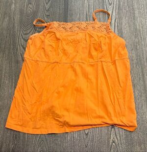Lane Bryant Womens Cami Lace Trim Spaghetti Strap Stretch Orange Size 18/20